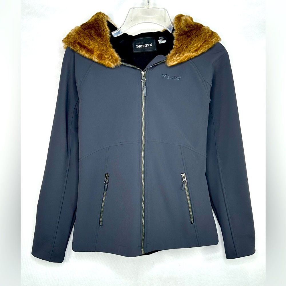 Marmot Women's Gray Jacket with Faux Fur Hood Fleece Lining Granola‎ Girl Sz S